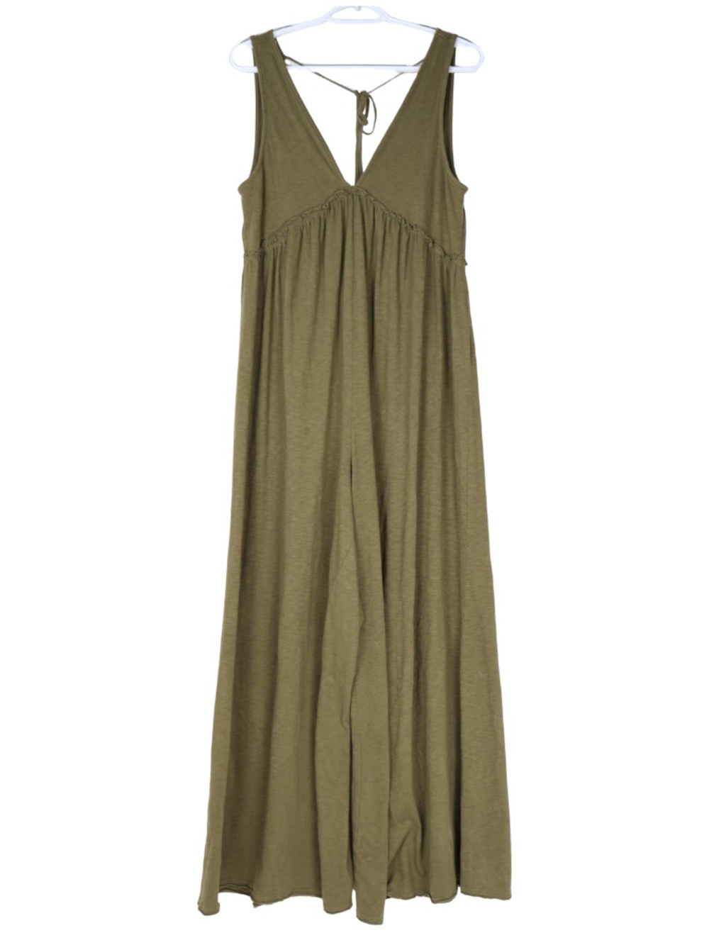 American Eagle Olive Wide Leg Jumpsuit S/P Tie Back Boho Peti